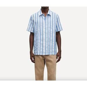 NEW SAMSOE men's saavan jf shirt in coronet blue stripe